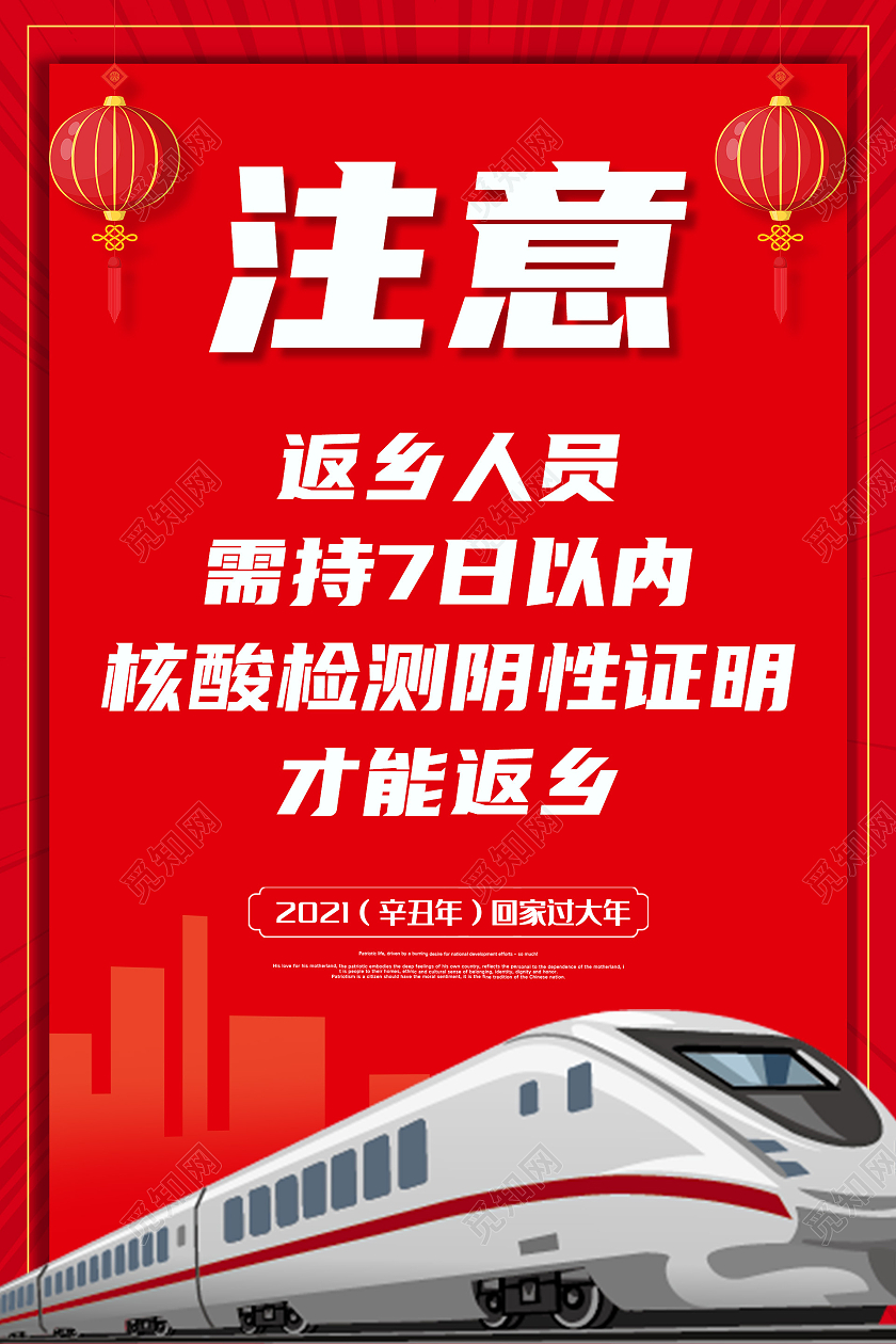 红色简约春节返乡人员防疫须知疫情核酸检测海报