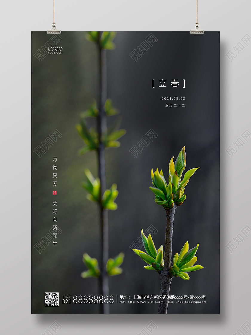 绿色简约二十四节气立春节气宣传海报