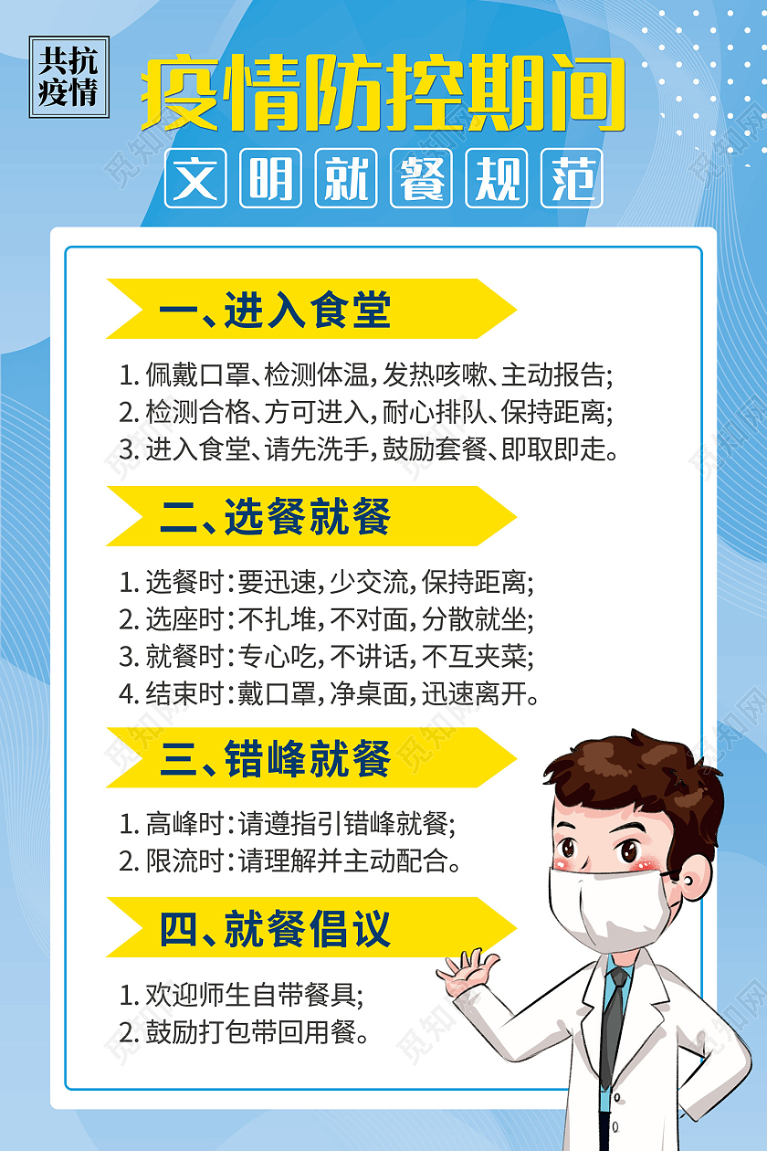 蓝色简约风疫情期间海报