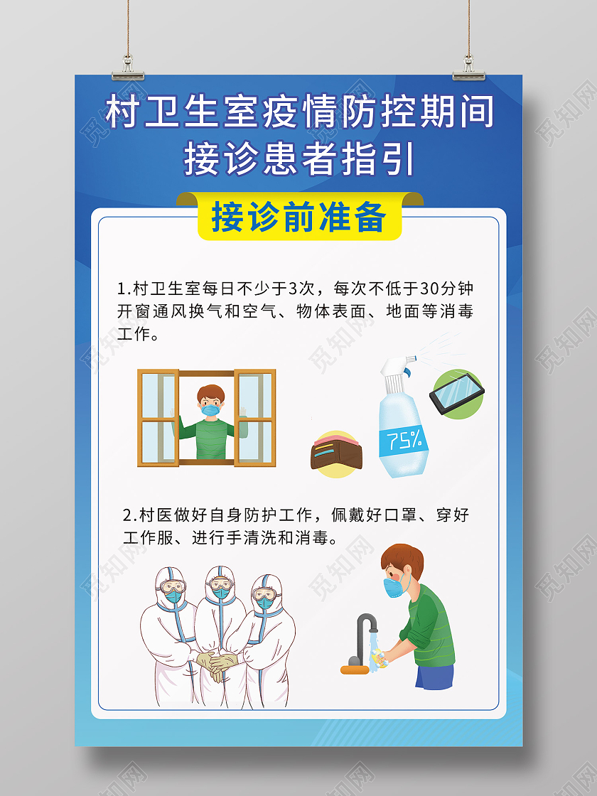 蓝色简约风疫情期间海报