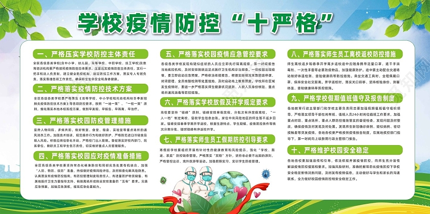 绿色创意学校疫情防护十严格疫情十严格展板
