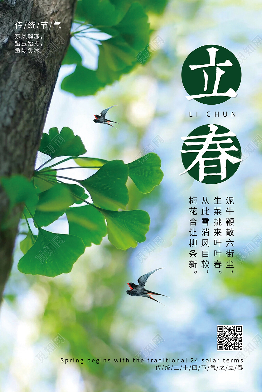 简约清新二十四节气立春海报