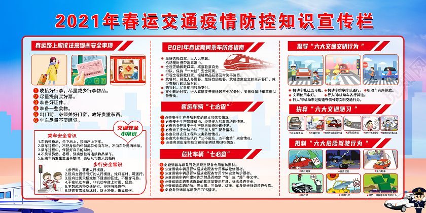 抗疫蓝色春运交通疫情防控宣传栏抗疫春节疫情宣传栏