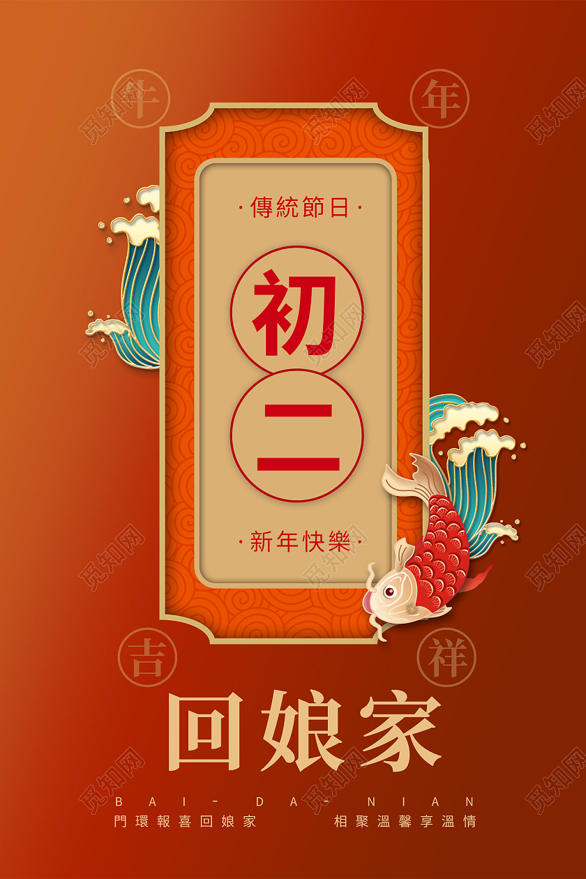 国潮风2021春节习俗过年大年初二回娘家海报2021春节习22021春节习俗过年大年初二回娘家手机H5海报