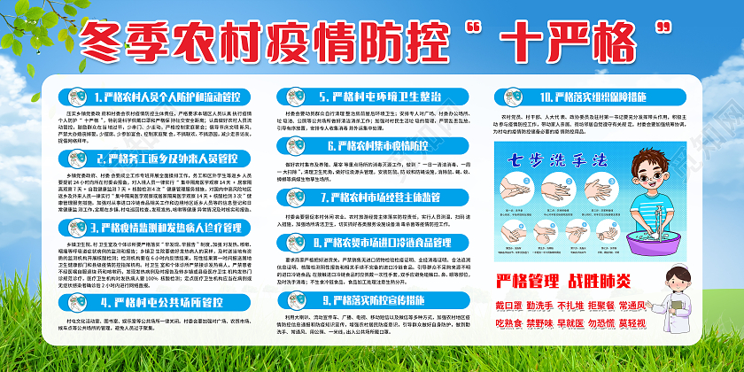 蓝色简约疫情防控农村疫情宣传栏