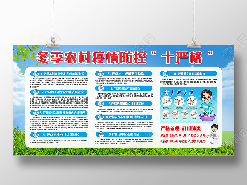 蓝色简约疫情防控农村疫情宣传栏