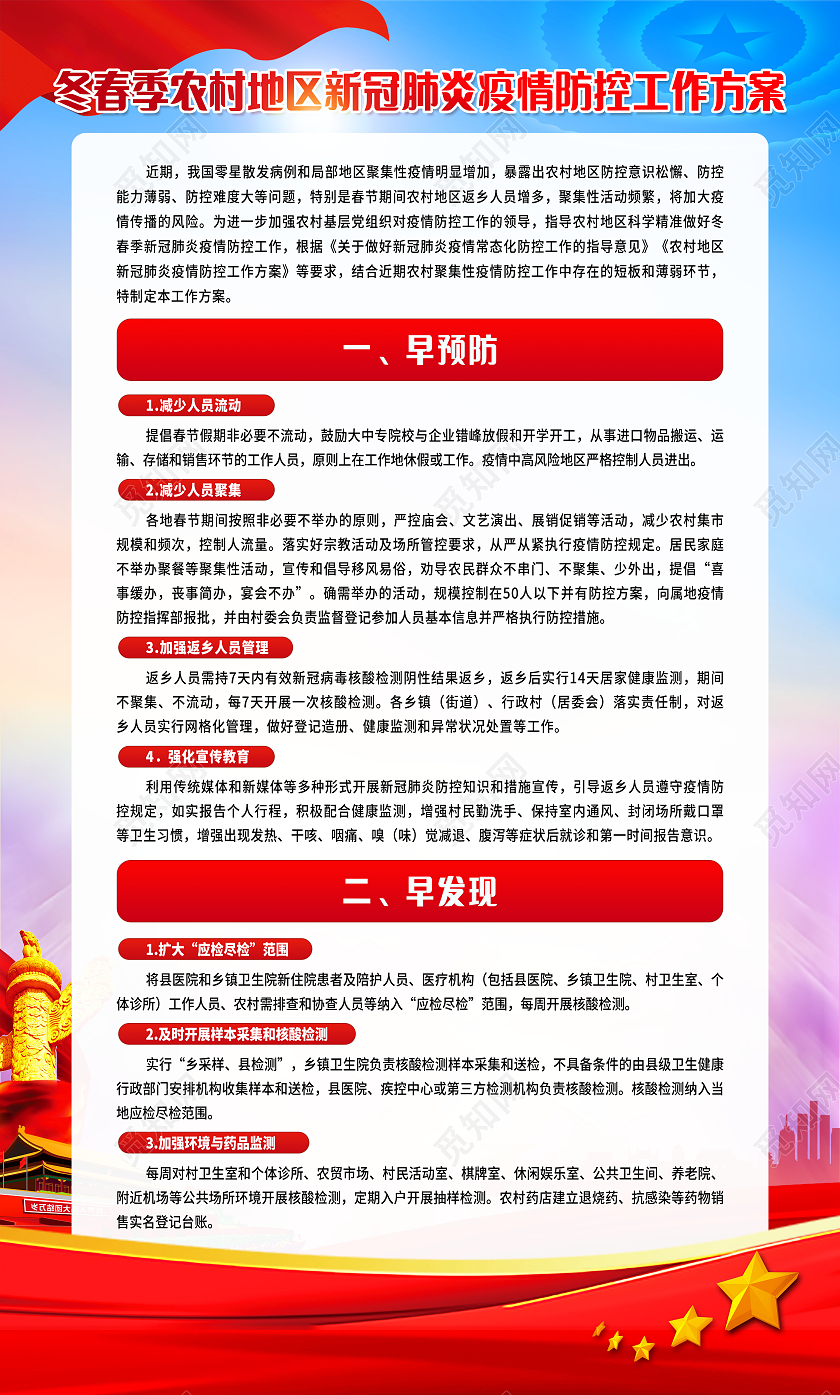 红色背景疫情防控农村疫情套图宣传栏
