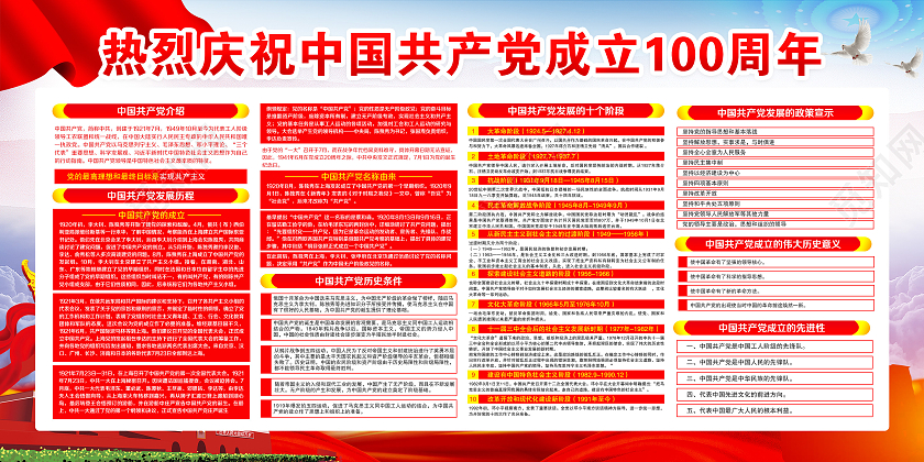 蓝紫风格建党100周年宣传栏党建党政七一建党节建党100周年