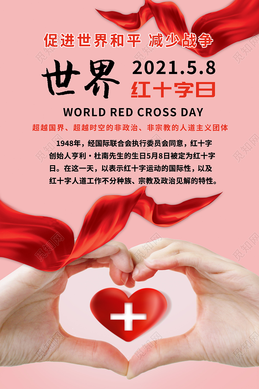 红色简约世界红十字日海报模板