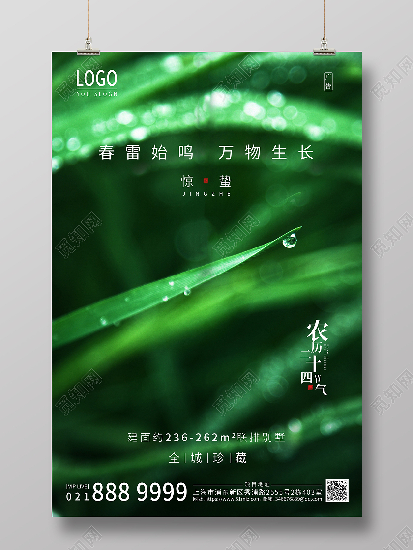 绿色背景24节气惊蛰海报二十四节气惊蛰24节气二十四节气惊蛰