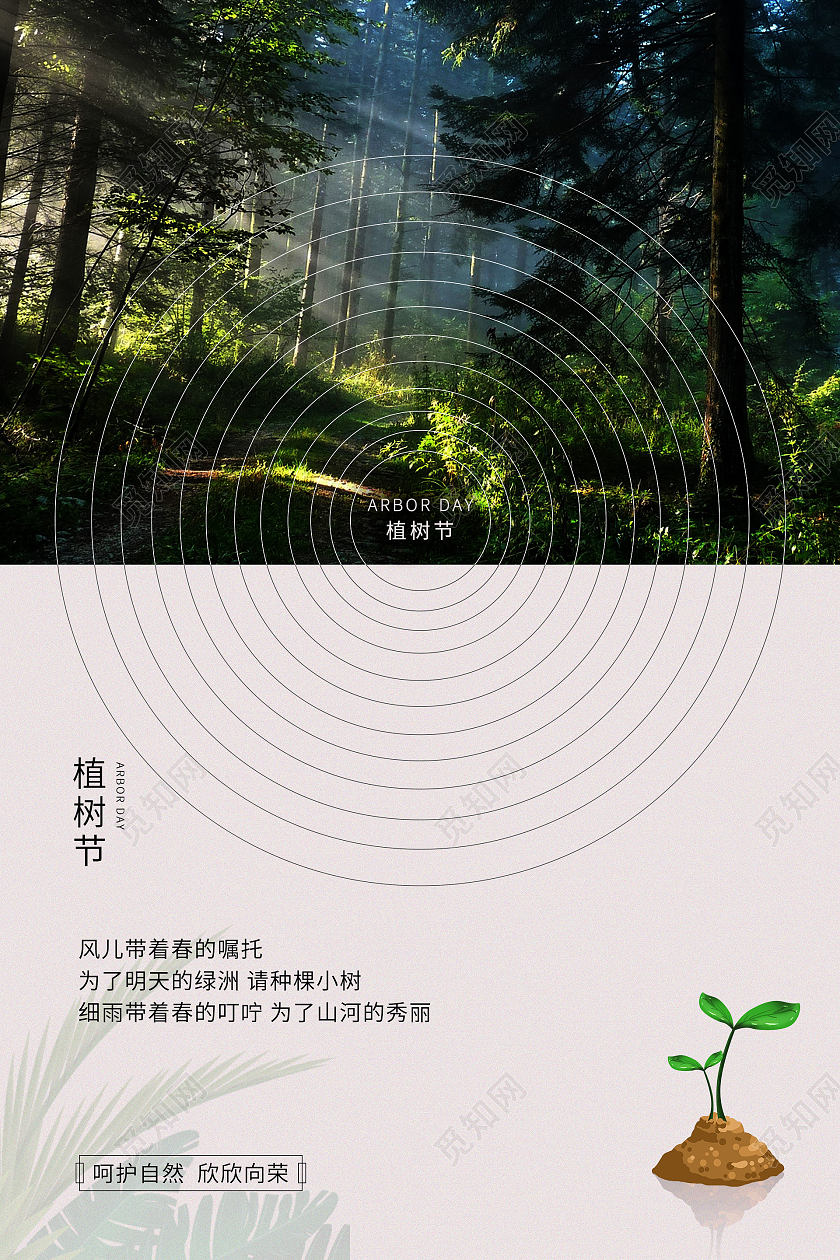 简约大气植树节宣传海报