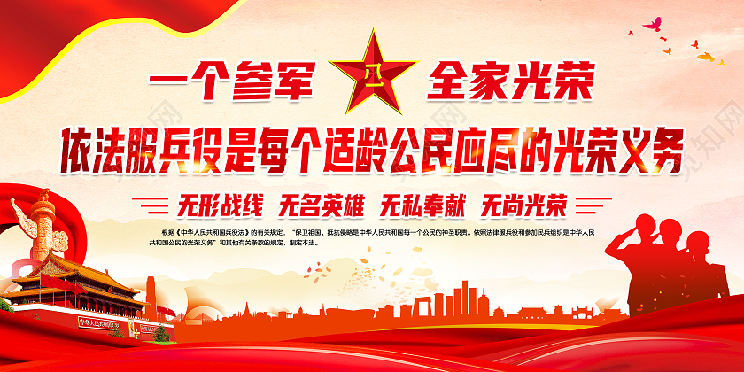 黄色风格2021兵役宣传栏征兵宣传栏