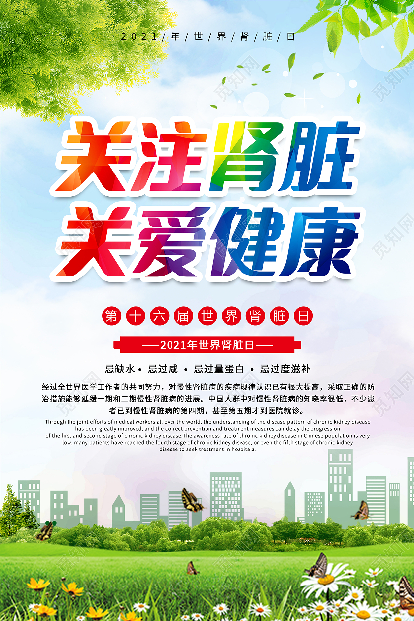 绿色简易世界肾脏日海报