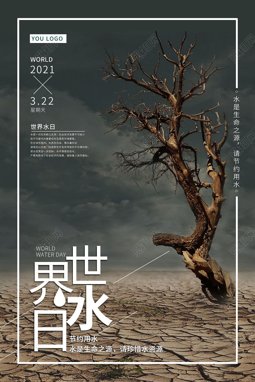 简约世界水日海报世界节水日