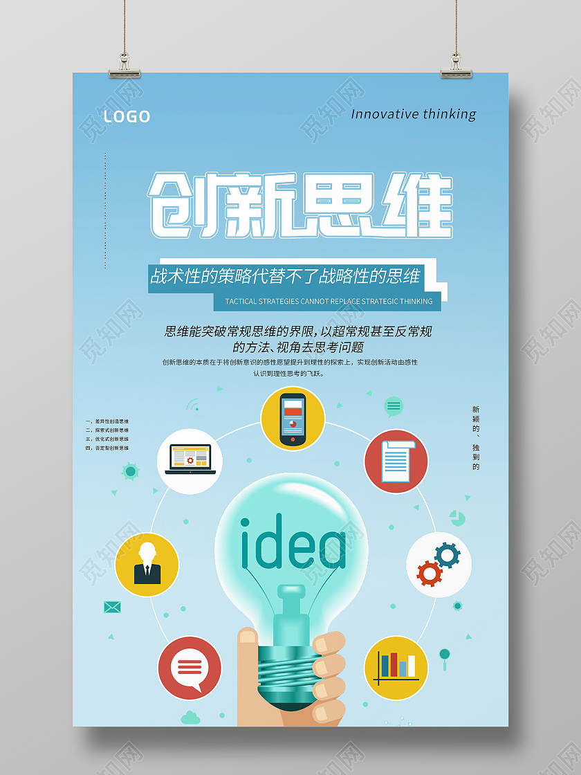 简约清新科学创新思维海报模板