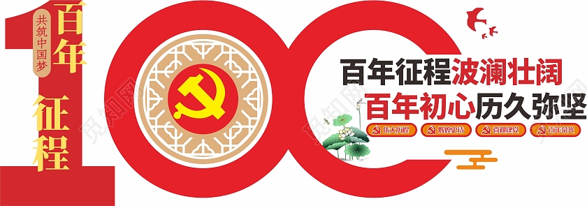 红色简约大气建党100周年文化墙