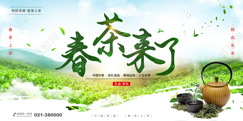绿色茶园春季春茶来了春茶上新宣传展板春季春天春茶