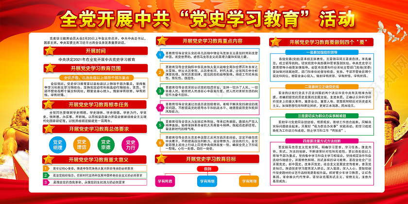 黄色水彩风格党史学习教育动员大会宣传展板