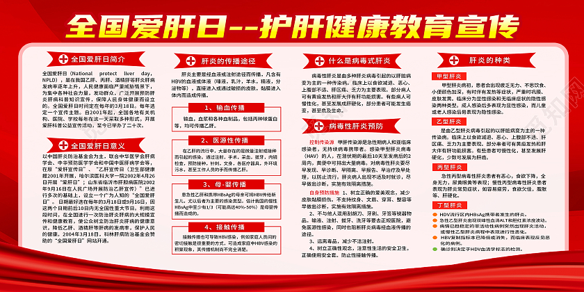 红色简约全国爱肝日护肝健康教育宣传展板