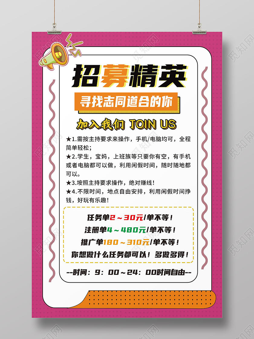 红色简约招募精英招聘精英海报