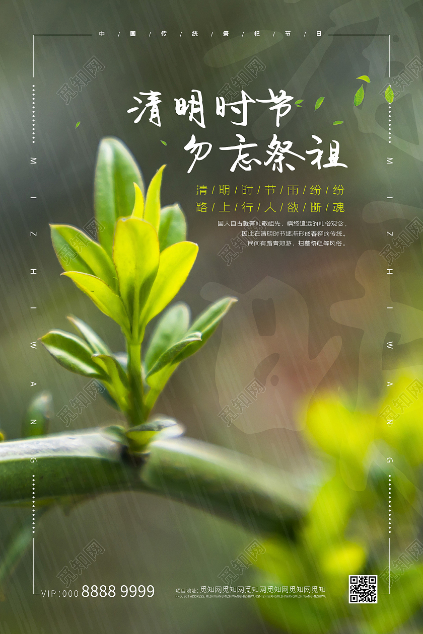 简约大气小清新清明节祭祀海报清明节祭英烈