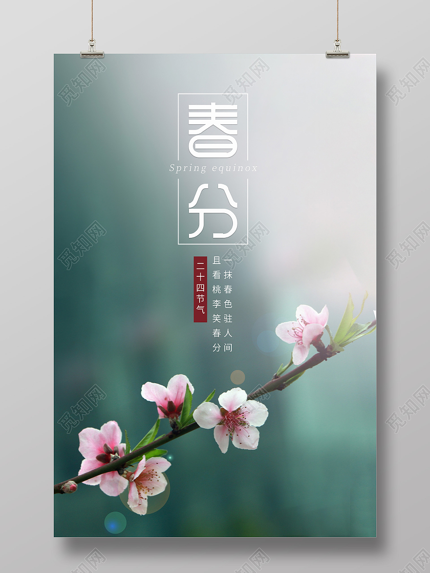 墨绿色中国节气春分海报24节气二十四节气春分