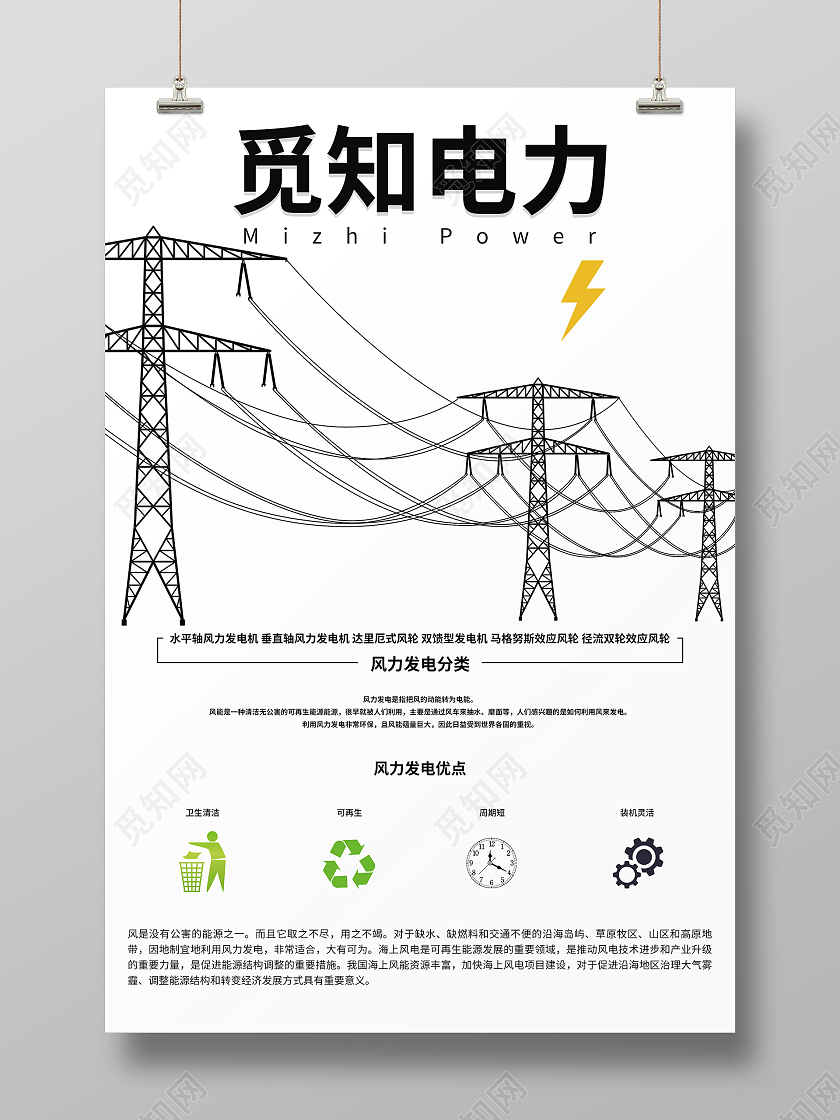 白色简约大气国家电网电力海报