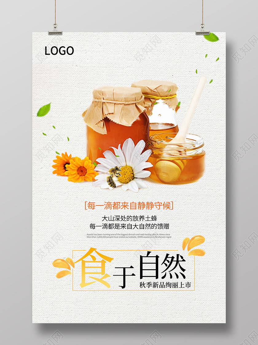 简约清新食于自然蜂蜜海报