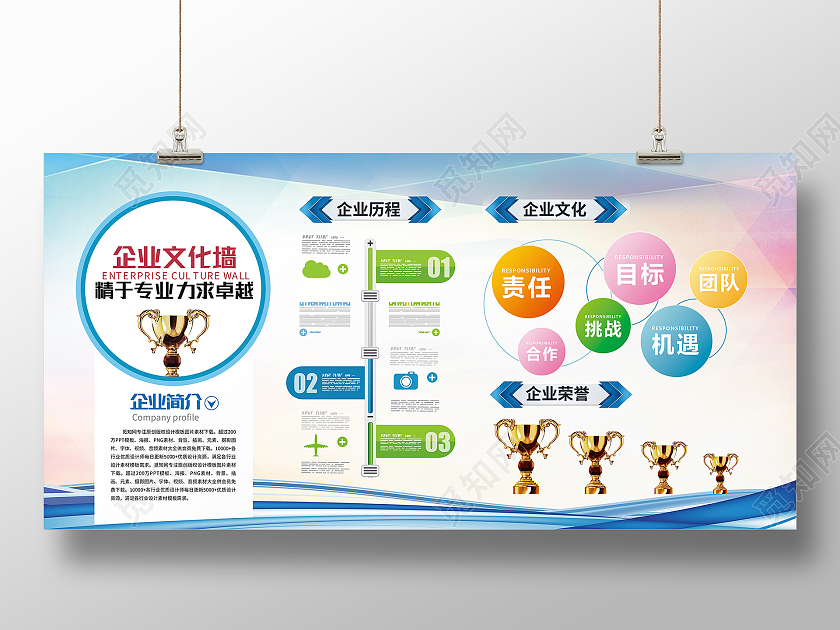 蓝色简约企业企业简介展板公司简介