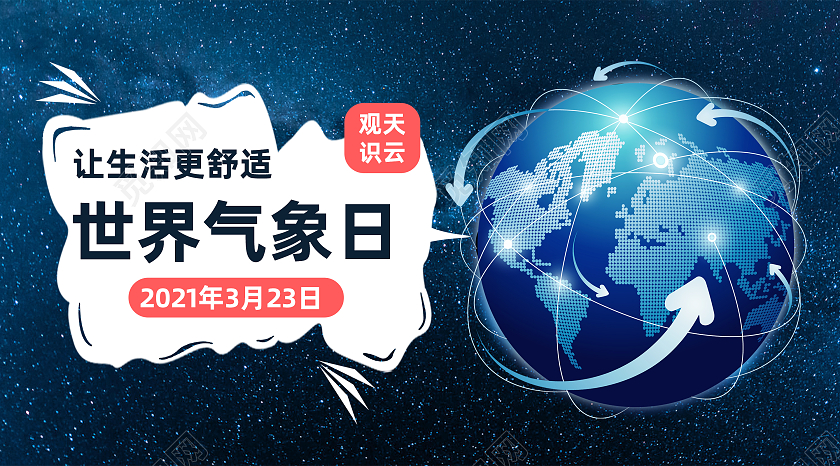 蓝色简约大气世界气象日微信公众号首图