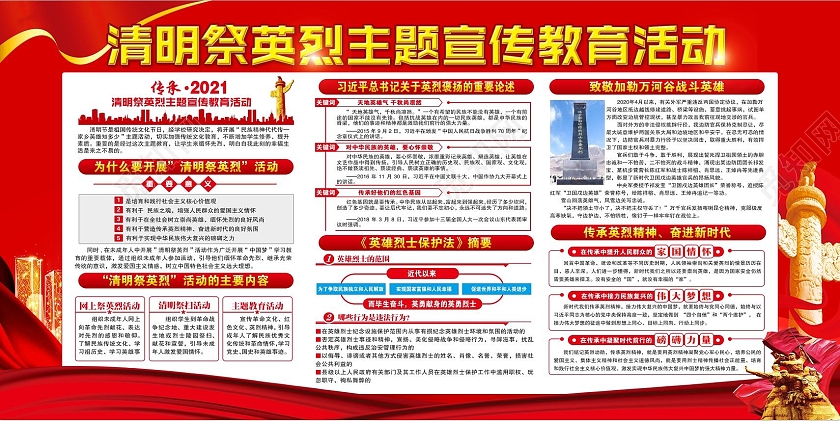红色背景党建祭英烈宣传海报清明节清明祭英烈宣传栏