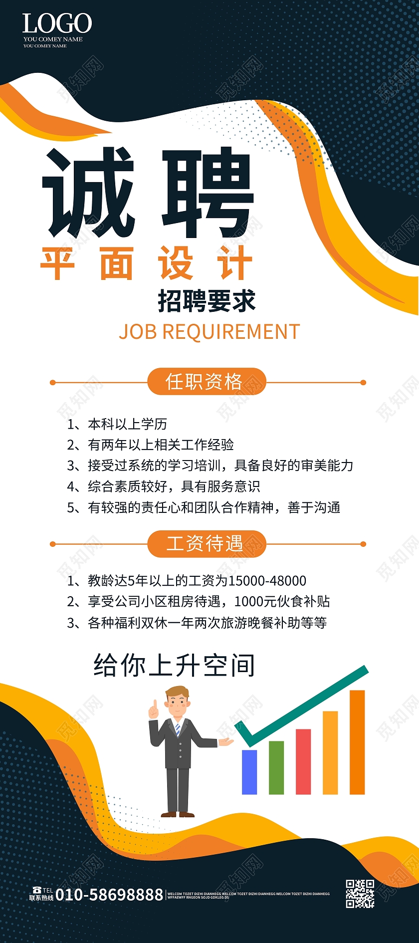 白色背景创意诚聘平面设计师企业公司招聘易拉宝设计