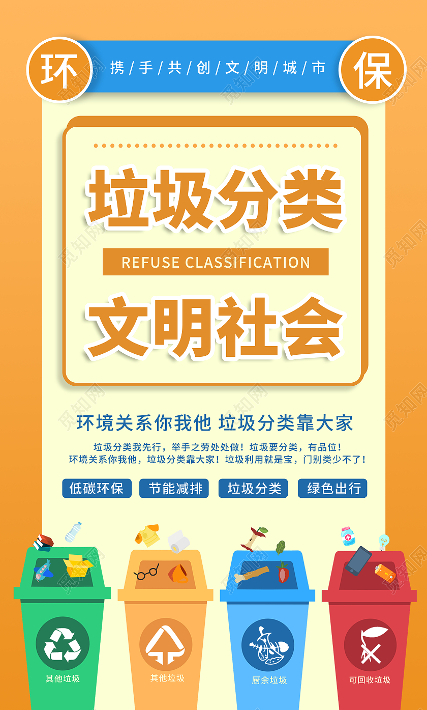 垃圾分类环保公益海报系列套图垃圾分类套图