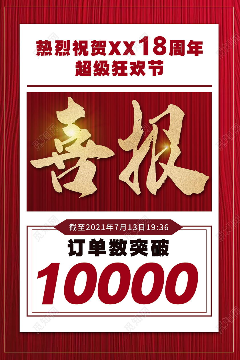 简约大气红色系喜报报纸排版风海报