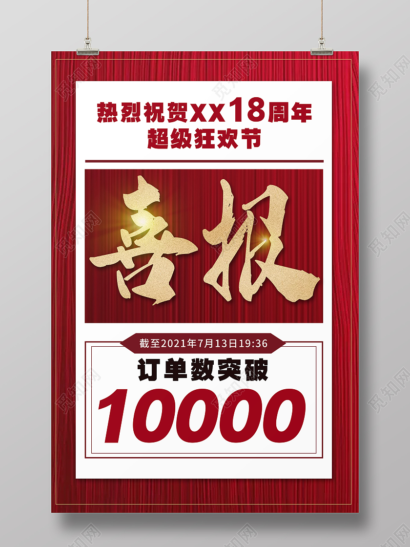 简约大气红色系喜报报纸排版风海报