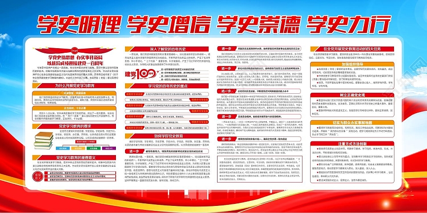 蓝色党建背景学党史学习教育宣传海报党建100周年党史学史明理党建100周年宣传栏