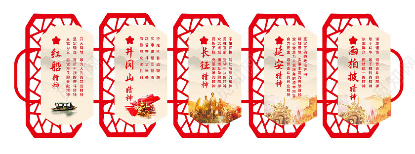 红色创意简洁红船精神党政党建文化墙设计