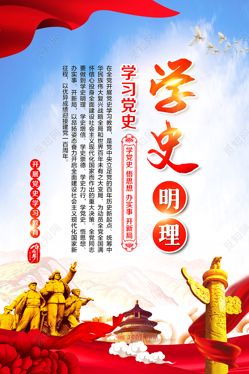 蓝色风格学史明理学史增信学史崇德学史力行党史学史明理套图党建100周年