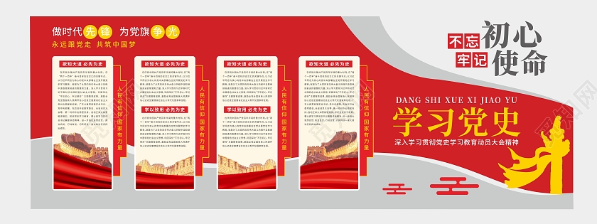 红色跟党走建党百年学习党史文化墙71建党节100周年党史