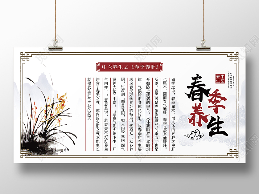 白色古风春季养生展板