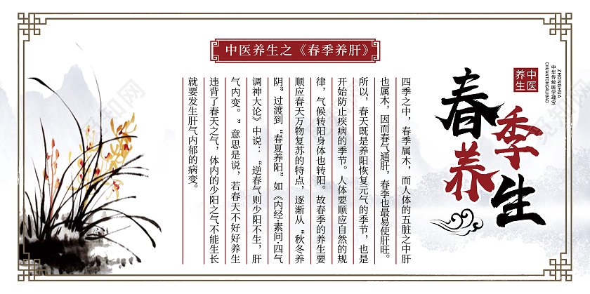 白色古风春季养生展板
