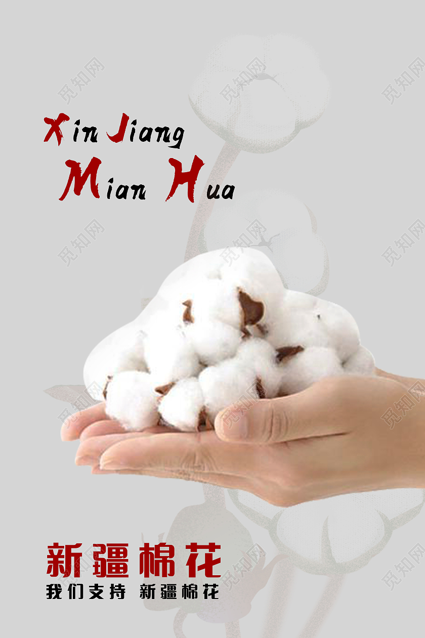 灰色简约新疆棉花海报