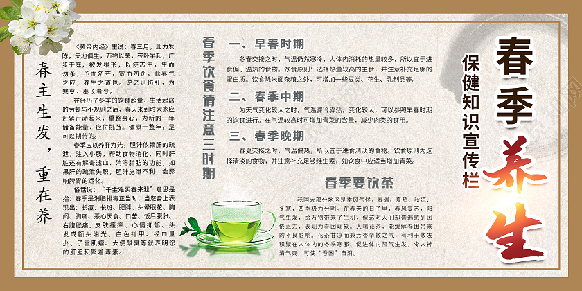 复古中国风春季养生展板