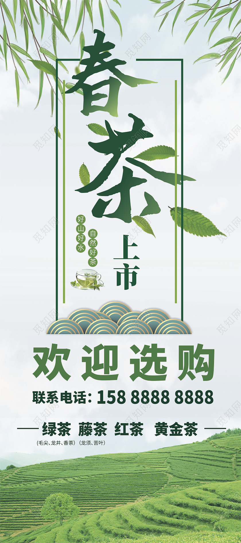绿色清新风春茶节茶叶展架