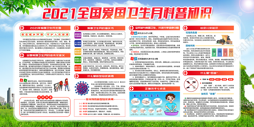 绿色简约全国爱国卫生月宣传栏