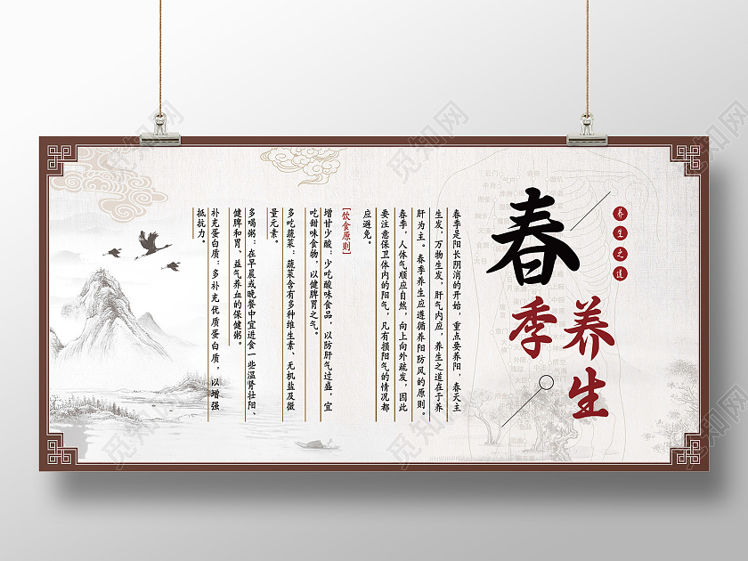 灰色大气春季养生春季养生单面展板