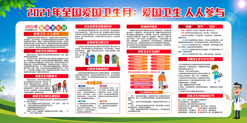 绿色简约全国爱国卫生月宣传栏
