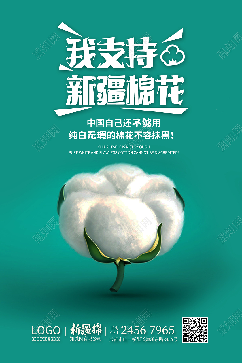 时尚简约我支持新疆棉花宣传海报