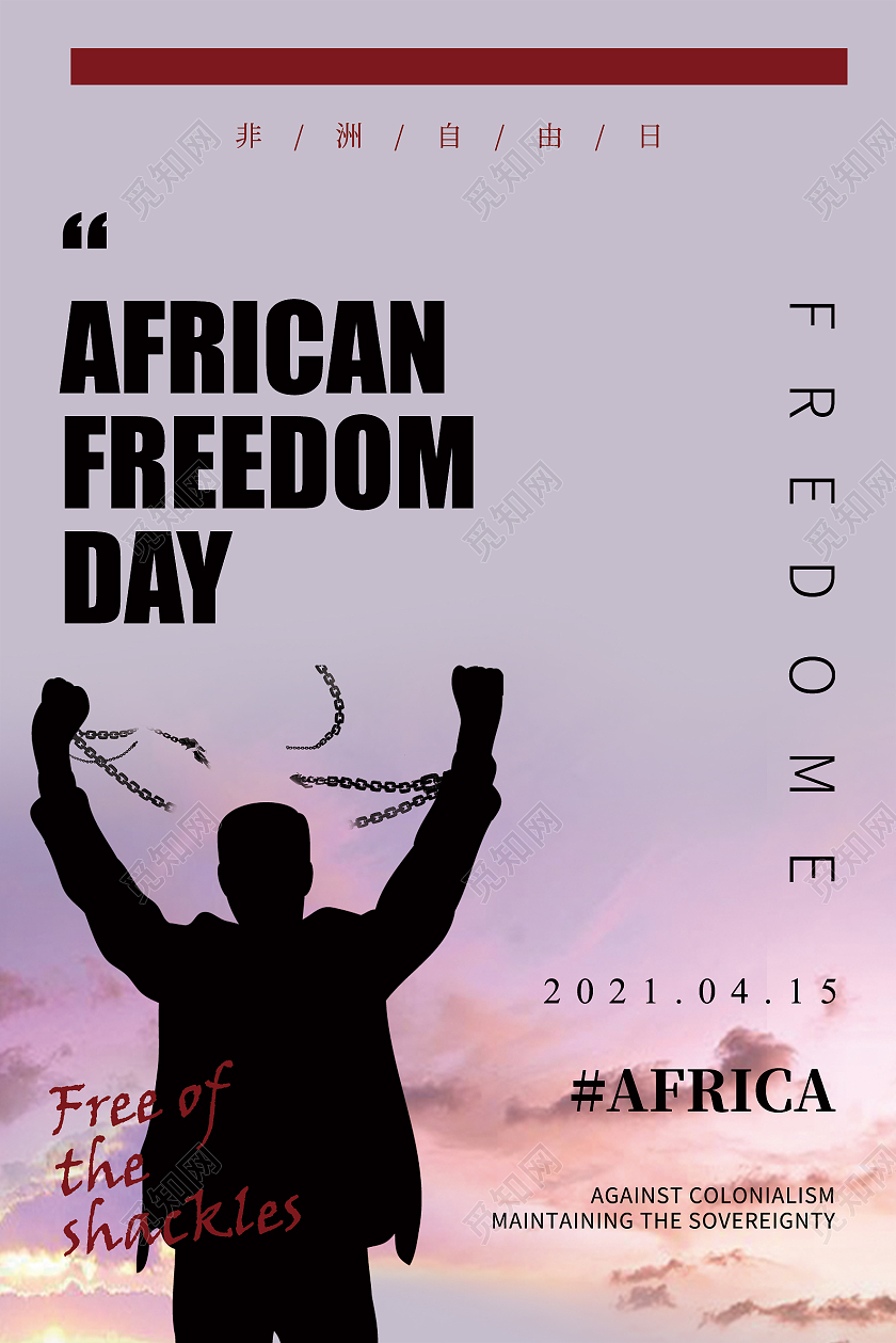 浅色简约风非洲自由日宣传海报