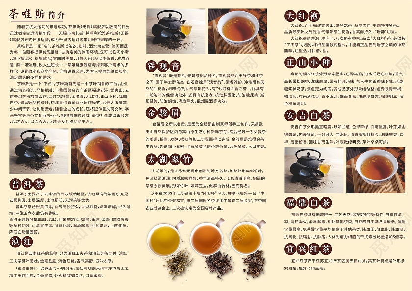 中国风茶道茶文化茶馆红茶宣传折页茶叶三折页